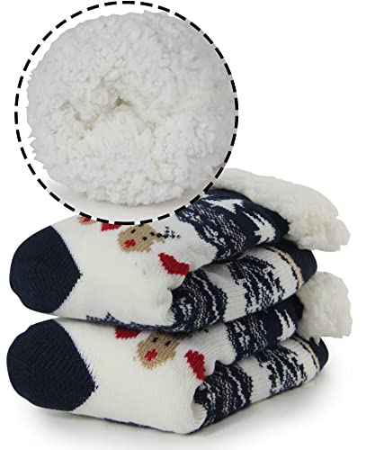 Image of BenSorts Women Winter Thick Slipper Socks with Grippers Non Slip Warm Fuzzy Socks Christmas Gifts