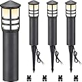 SUNVIE 4-Pack Low Voltage Pathway Lights 3W 3000K 12-24V LED Low Voltage Landscape Lights CRI 90+ Aluminum Outdoor Pathway Landscape Lighting Bollard Lights for Walkway Yard Garden, ETL Listed Cord
