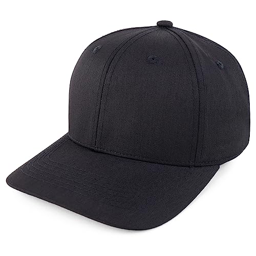 Trendy Apparel Shop Structured High Profile 6 Panel Curved Bill Snapback Baseball Cap - Black