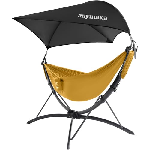 【美品】anymaka ポータブル ハンモック サンセットイエロー サンシェード Amazon | 【Makuakeで絶賛】[anymaka] 業界初設計 3秒設営