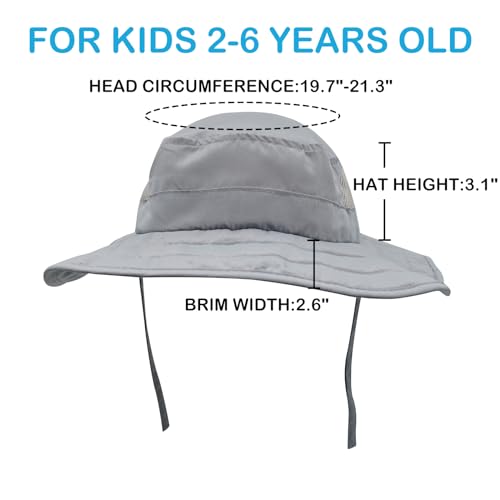 image for Connectyle Kids UPF 50+ Bucket Sun Hat UV Sun Protection, Light Grey, 