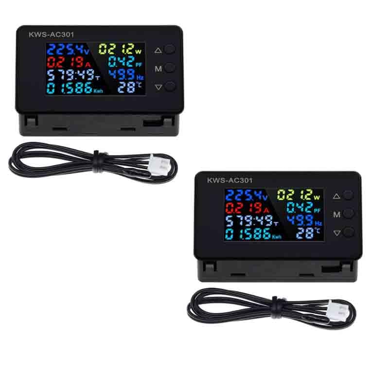 2pcs KWS-AC301 AC Voltage Meter 20A Current Voltmeter 50-300V Digital Voltmeter