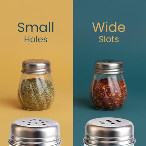 Image of Oblivion Spice Box 2 Pc - Oregano & Chilli Flakes Dispenser Set - Unbreakable Plastic Spices Shaker with Stainless Steel Lid - BPA-Free & Reusable Easy Pour Seasoning Jars for Dining Table