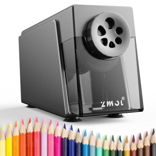 Image of ZMOL Heavy Duty Electric Pencil Sharpener for Classroom, 6 Holes, Silver