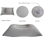 2 Pack Ultralight Inflatable Pillow Small Squared Flocked Fabric Air Pillow Beach Pillow for Hiking,Camping,Traveling,Napping,Desk Rest,Neck Lumbar Support(Gray) - Image 3