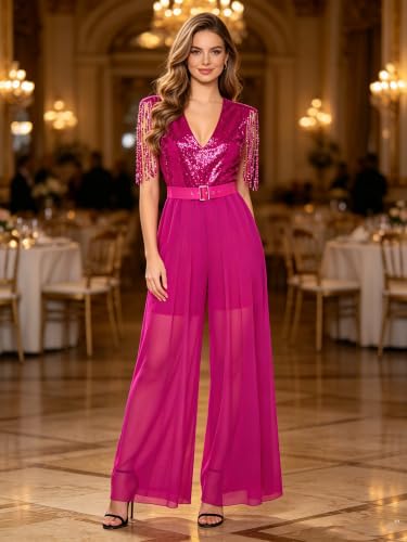 Mono formal de graduación largo con cinturón elegante para mujer 5