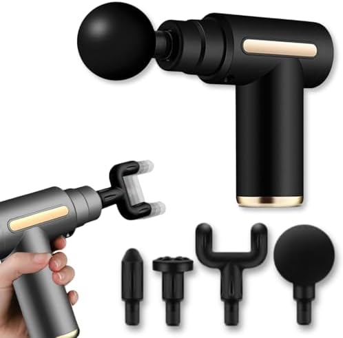 Pistola Massageadora Muscular Portátil | 6 Níveis, 4 Ponteiras e ...