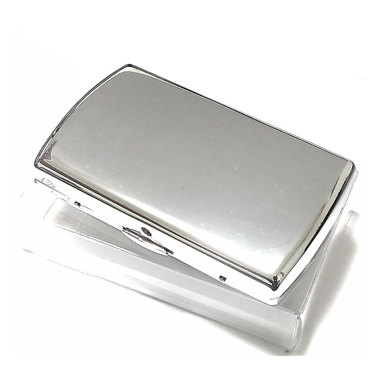 Generic Cigarette Case 85mm for 12 Venus 12 Chrome Polished Metal Cigarette Case 1-21007-21, Silver