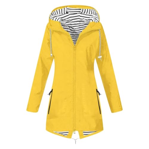 TANGNADE Women's Raincoats Waterproof Hooded Windproof Zip Up Rain Jacket with Hood Lightweight Outdoor Long Trench Coat