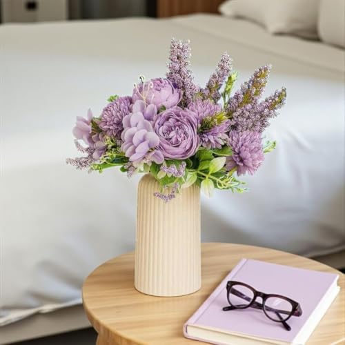 Image of SATYAM KRAFT 1 Pcs Artificial Multiflora Flower Roses Fake Sticks Bunch Decorative Items for Home Decor, Bouquets, Bedroom, Living Room, Wedding, Festive Decor (Without Vase)