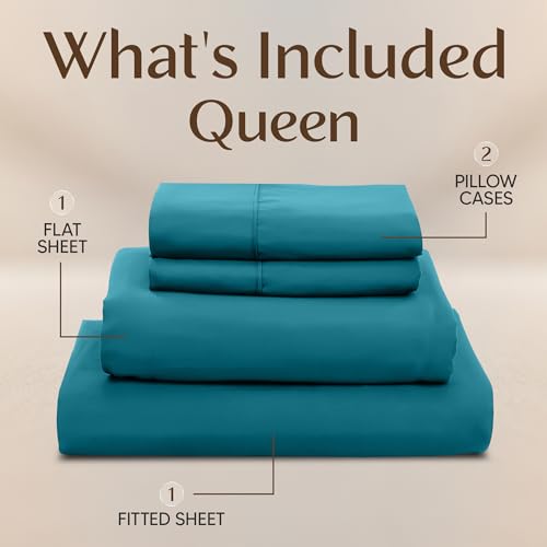 Image of Utopia Bedding Queen Size Sheet Set - 4 Piece Bed Sheets, Soft and Breathable Microfiber, Includes 1 Fitted Sheet, 1 Flat Sheet and 2 Pillowcases - Oeko Tex (Denim Blue)