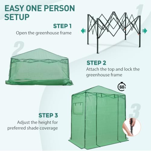 Image of EAGLE PEAK 6x4 Easy Setup Small Pop Up Greenhouse, Clear /Green