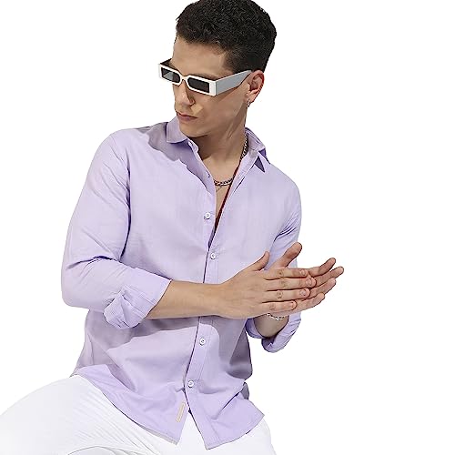 Image of CAHOOT Men's Button Up Regular Fit Shirt for Casual Wear | Regular Sleeve | Spread Collar | Button Closure | Shirts Crafted with Comfort Fit for Everyday Wear