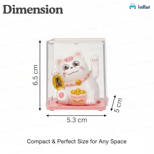 Image of FunBlast Maneki Neko Lucky Cat, Waving Arm Solar Powered Good Luck Wealth Welcoming Display Car Decor Paw Up with Arm, Decor Item for Home, Office and Car (Pink)