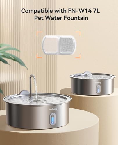 FEELNEEDY 6 Stück Aktivkohlefilter und 6 Stück Schwämme für Wasserpumpe, kompatibel mit 7 Liter Trinkbrunnen für Hunde und Katzen (FN-W14) Ersatzfilter Einzeln Verpackt