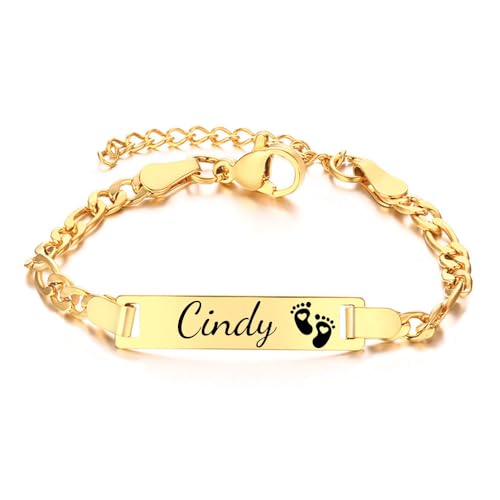 Baby Bracelets for Infant Girls 14k Gold Baby Name Bracelet Custom Gold Bracelets for Kids Newborn First Birthday Gifts for Girls Jewelry Children Bracelets for Little Girls,0-6 Years
