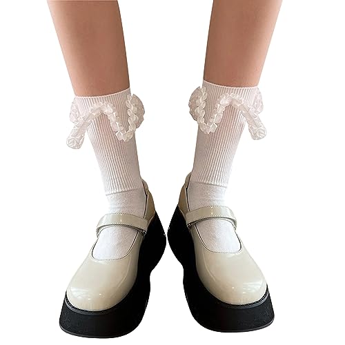 Generic Lolitas Ankle Dress Socks Cotton Booties Socks Lovely Crew Socks Middle Tube Socks JK Uniform Socks Gift, W, Onesize