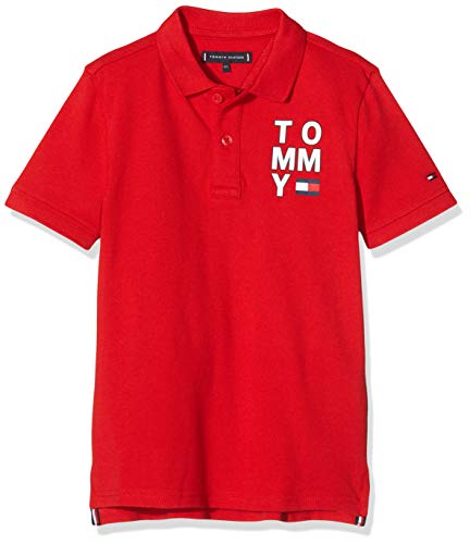 Tommy Hilfiger Graphic F/b Polo S/s, Rosso (Red Xa9), (Taglia Produttore: 74) Bambino