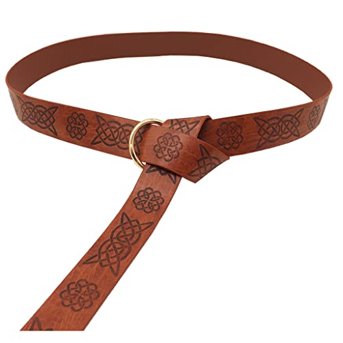Medieval knight Cosplay Belt Embossed PU Leather O Ring Viking Belt Renaissance Accessories