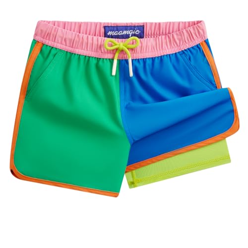 maamgic Boys Swim Trunks with Compression Liner Vintage Swim Shorts Toddler Swimsuit