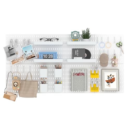 RIVTUN 8-Pack 22"x44" Plastic Pegboard Panels Durable Modular Organizer Boards