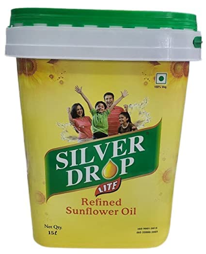 Image of Silver Drop Refined Sunflower Oil 100% Natural, Pure for Cooking and Frying | Healthiest Cooking Oil | Edible Cooking Oil (15 Liter Bucket Jar)