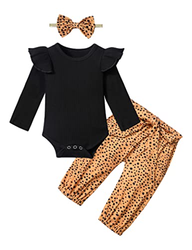 Image of KANGKANG Baby Girls Clothes Cute Baby Clothes Girls Romper + Pant 3pcs Winter Outfit Newborn Light Brown