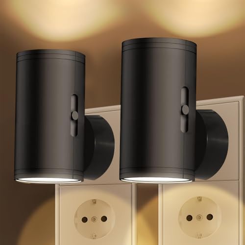 RNPKZ Veilleuse Prise Electrique, 2 Pièces LED Applique Murale Intérieure, LED Veilleuse du Crépuscule à L'aube, Intensité Réglable 0-300 Lm, Idéale...