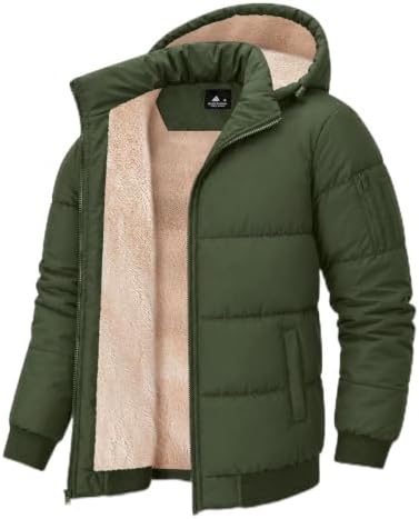 ZITY Herren Winterjacke mit abnehmbare Kapuze Winddicht Outdoor Jacke | Wasserabweisende Warm Gefüttert Fleecejacke Mit Taschen Für Winter Herbst Alltag