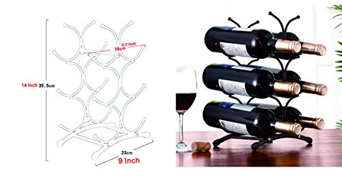 Klgo Wine Rack For Countertop,Wine Storage Shelf For Pantry Cabinet,Can Hold 6 Bottles,6 Bottles Countertop Stainless Steel Metal Red Wine Storage Holder,Black #TOP1