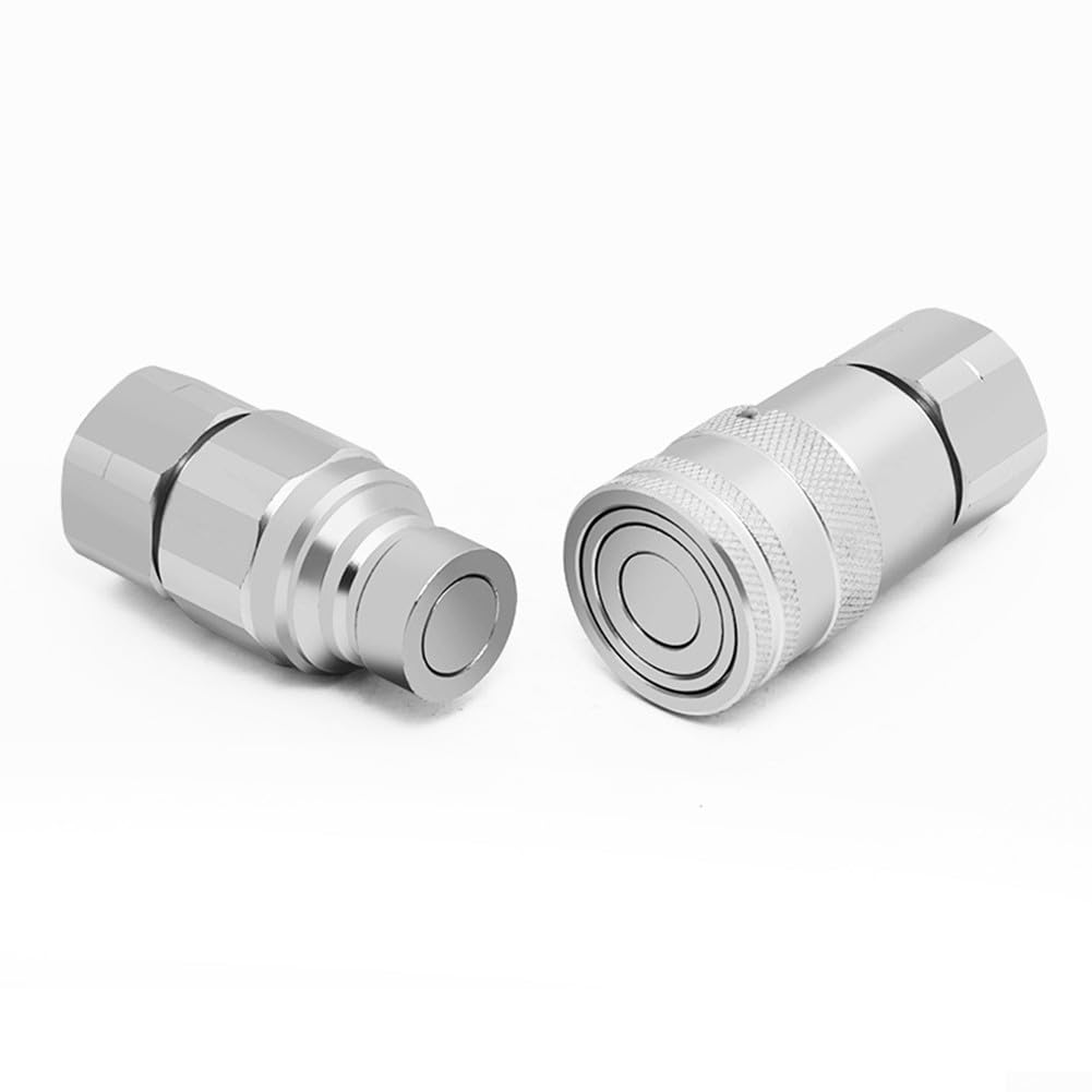 Flachkupplungs-Set Hydraulik – ISO 16028, 0 Verschütten, 250–325 Bar, NPT 1/4″ Bis 3/4″ – Aus Verzinktem Stahl, Leicht Reinigbar