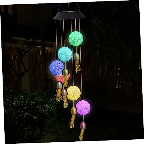 CIYODO 1Pc Sinos De Vento Luz De Suspensão Movida A Energia Solar Lâmpada De Jardim Luz De Sino De V
