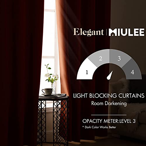 MIULEE 72" Long Room Darkening Curtains Thermal Insulated Drapes Solid Window Treatment Set Grommet Top Light Blocking Blackout Curtain for Fall Living Room/Bedroom 2 Panels Orange