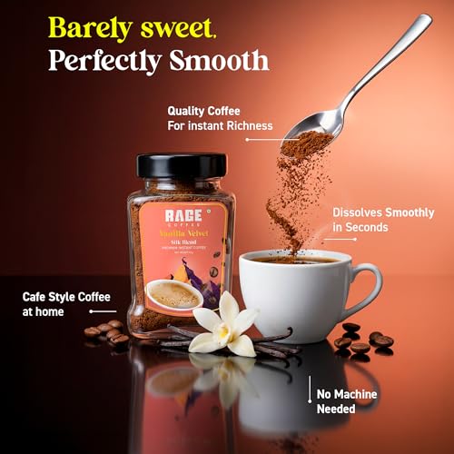 Image of Rage Coffee Vanilla Velvet Silk Blend Instant Coffee, 60g | Premium Flavoured Instant Coffee | Bold, Smooth & Aromatic | 100% Pure Coffee | Easy to Make Hot or Cold (Pack of 2)
