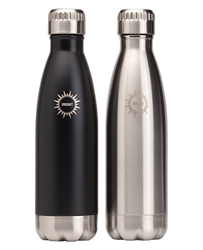 Stainless Steel Vacuum Insulated Water Bottles, 17 oz, Set of 2, BPA Free Double Walled Leak Proof Thermos Flask with Copper Lining, Drinks Stay Hot & Cold