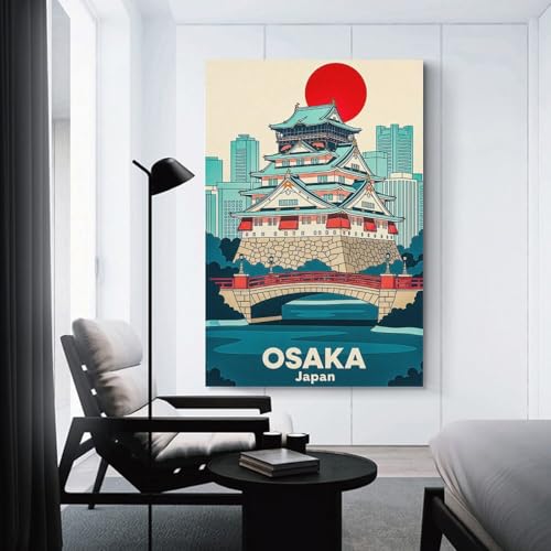 Affiche Toile Osaka Castle Décoration Salon Peinture Murale 50x75cm
