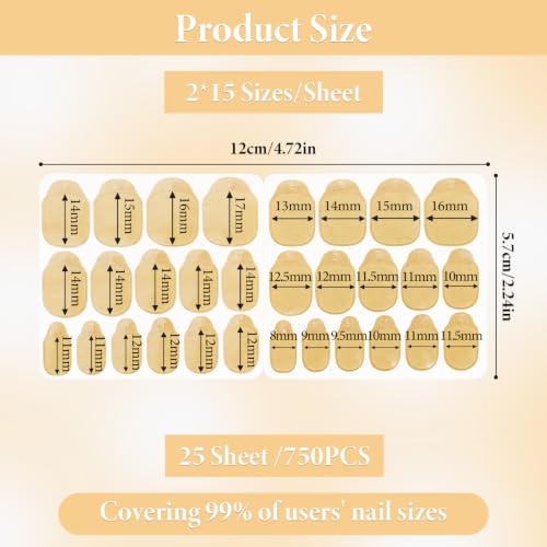 QEEYON 750 Pièces Faux Ongles Autocollants x 15 Tailles – vue 2