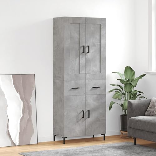 Mokuyary - Aparador alto (69,5 x 34 x 180 cm, madera de ingeniería, aparador con compartimento de almacenamiento, armario lateral de cocina para sala de estar, dormitorio -G