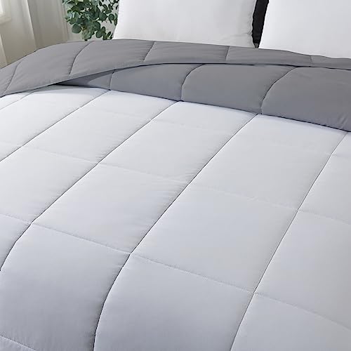 Image of Razzai Restful Sleep Microfiber Summer Season Ac Reversible Comforter 220 GSM (90 inch x 90 inch Inches /228cm x 228cm) - Queen Size Comforter|Silver /White|