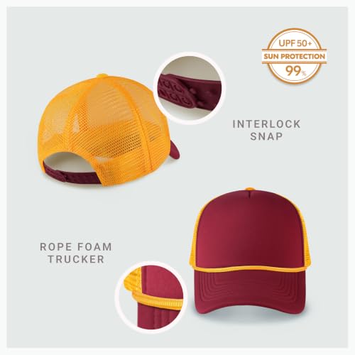 Image of CHOK.LIDS Classic Foam Trucker Hat Summer Mesh Rope Cap Solid Two Toned Blank Hat Mens Womens Adjustable Strap Light Weight