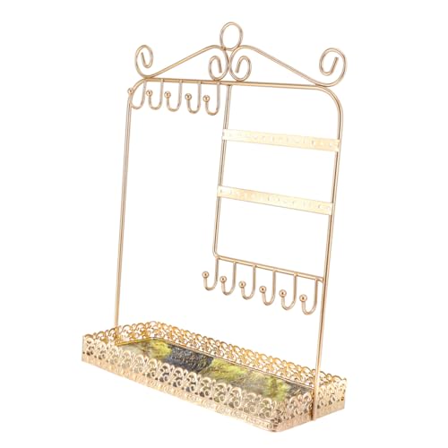 Hemobllo Organizador Joyas Dorado con Bandeja Vertical Soporte Collares y Pendientes de Metal Exhibidor Colgador Accesorios para Mesas y Vitrinas