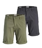 JACK & JONES Herren JPSTBOWIE Shorts SOLID SRT, Dusty Olive/D. Asphalt, L
