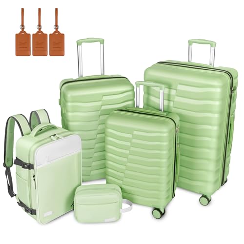 WireHot 5-Piece Lightweight Luggage with Backpack...