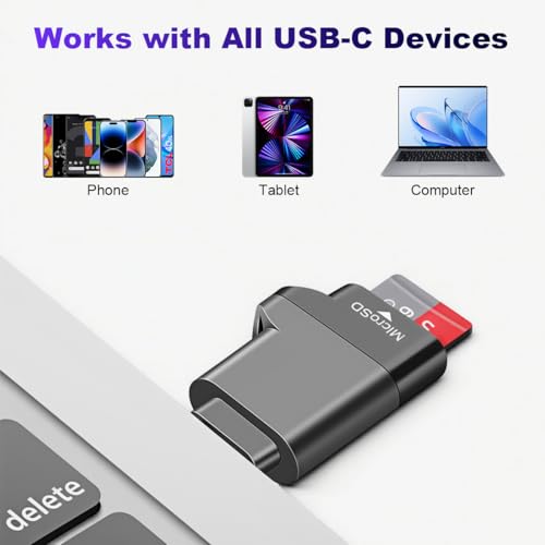 Image of Verilux USB-C MicroSD Card Reader with USB 3.0 & 5Gbps High-Speed | Memory Card Reader USB for MicroSDXC, MicroSDHC, and MicroSD for Window, Mac OS X and Andriod