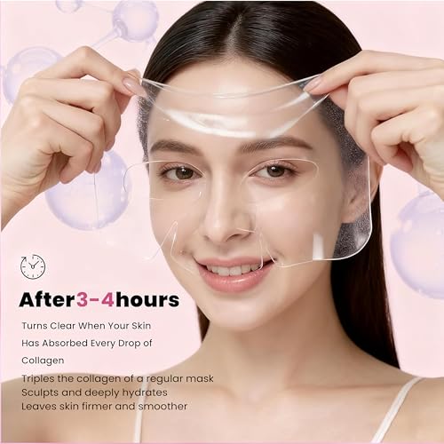 MIXAROLA Collagen Glow Up Mask 2.0, Bio Collagen Face Mask for Firming Skin, Deep Hydration, Wrinkle & Pore Reduction(4 Count (Pack of 1))