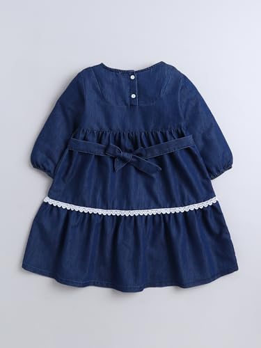Image of Dresses for Kids Girls, Stylish Knee Length Once Piece Denim Frocks for Girls, Casual Dress for Summer & Birthday Family Gathering & Special Occasion