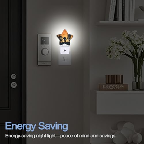 Image of Big Foot Forest Night Light,Sunset Landscape Plug-in Star Night Lights with Dusk-to-Dawn Sensor for Bedroom,Bathroom,Living Room Sleep Friendly Lamp for Women Girls Boys Gift,0.5W