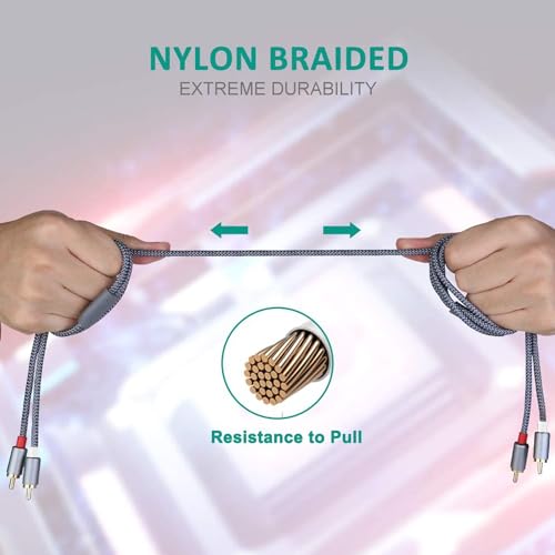 image for Goalfish RCA Cable, 2 Pack 2-Male to 2-Male RCA Audio Stereo Subwoofer