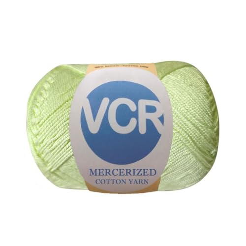 Image of VCR 4 Ply Sage Green 100% Mercerized Cotton Yarn, 60 Grams Hank, 190 Meters Length, Cotton Combed Ball, Smooth and Glossy Crochet Yarn for Crochet and Knitting, Pack of 1, Suitable for DIY Crafts