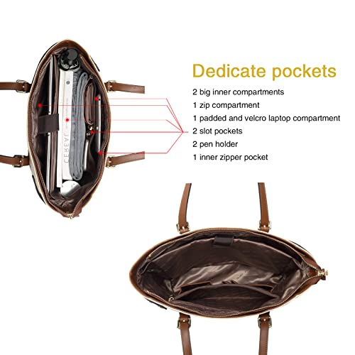 CLUCI Laptop Totes for Women Leather Womens Briefcase 15.6 Inch Computer Shoulder Bag for Work4